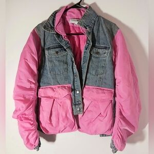 Pink and Blue Denim Jacket
